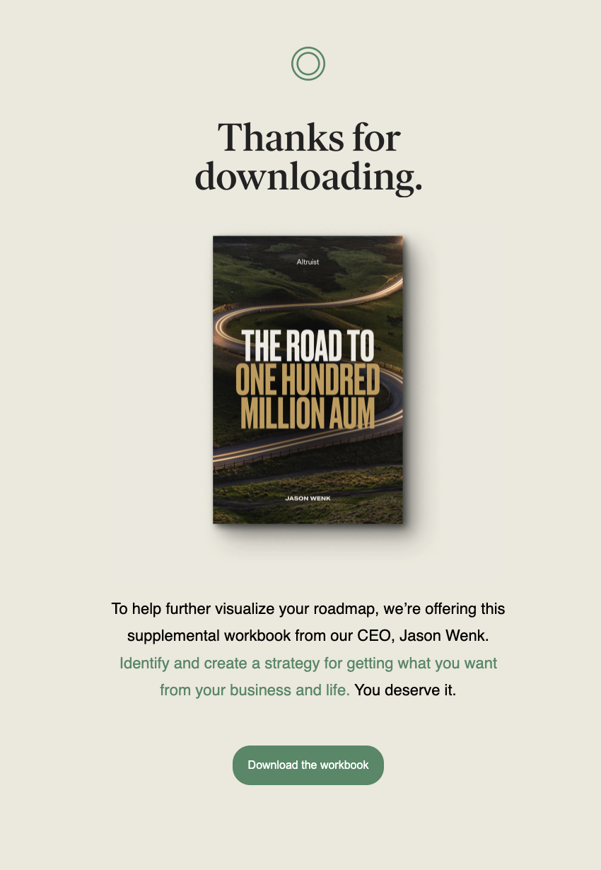 Altruist post-acquisition email